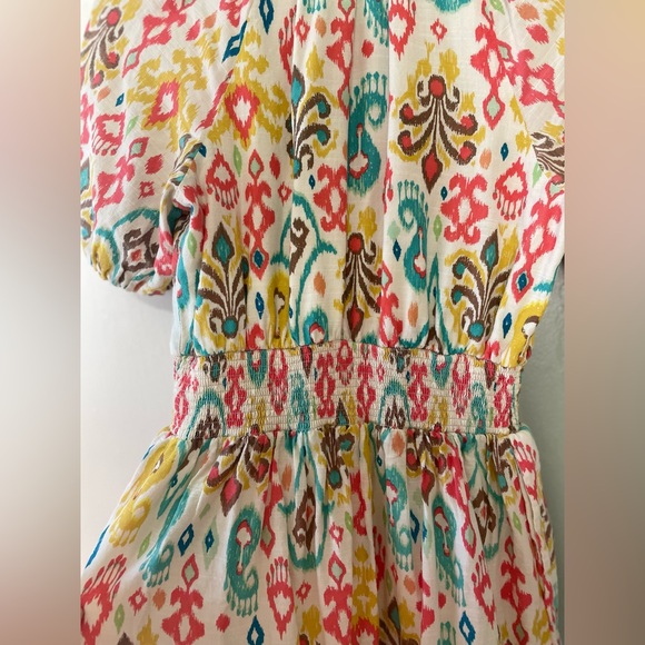Anthropologie Maxi Dress Felipa Ikat Printed Multicolor Puff Sleeve! XS - Picture 5 of 10